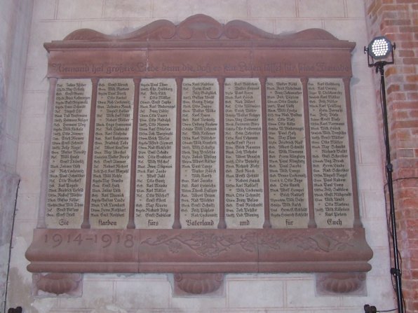 Gedenktafel für die Bergener Krieger des 1. Weltkrieg