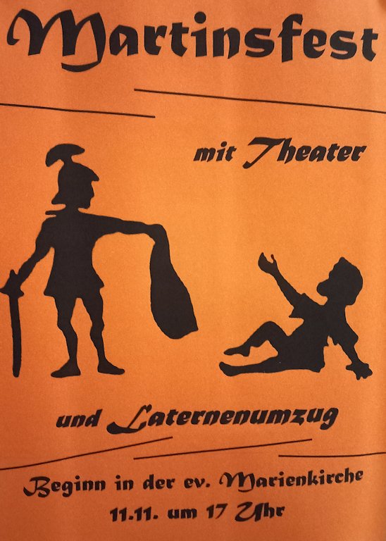 Plakat Martinsfest am 11. November um 17 Uhr in der Marienkirche