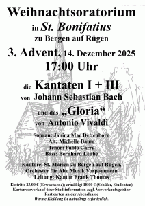 Plakat WO von Bach am 3. Advent in Bonifatius