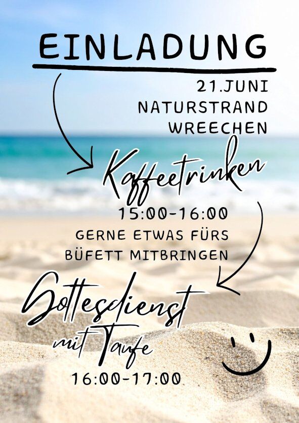 Einladung zum Gottesdienst am 21. Juni 2026 in Wreechen (Badestelle) 15-17 Uhr