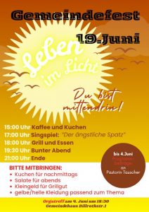 Plakat Gemeindefest am 19.06.2026 15-20 Uhr